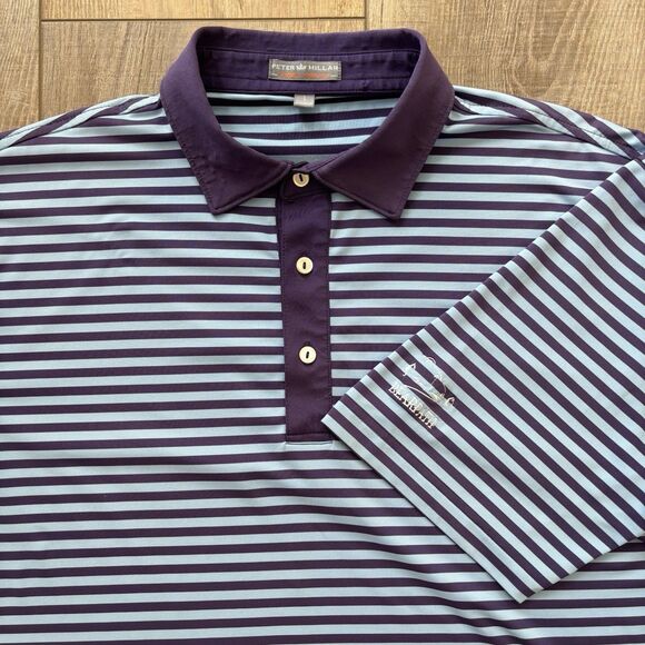 Peter Millar Other - Peter Millar Summer Comfort Golf Polo Size L Blue Purple Stripe Bearpath Logo